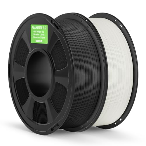 Image of Matte PLA 2.0 Filament 1.75mm, 3D Printer Filament Dimensional Accuracy + /- 0.02mm, No Clogging, Smooth Texture, 2KG Grey Black /White