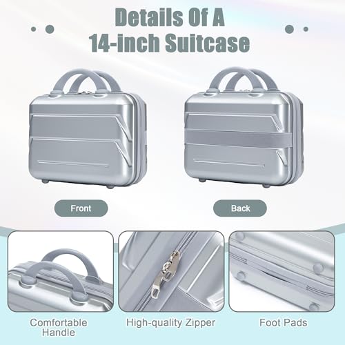 Image of 20+14 Inch Hardside Luggages, Lightweight Durable ABS Suitcase Spinner Wheels