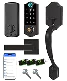 Harfo Fingerprint Smart Door Lock for Front Door with Handle Set, App Control, Keyless Entry Keyless Deadbolt, Digital Electronic Touchscreen Keypad, Auto Lock, Aged Bronze