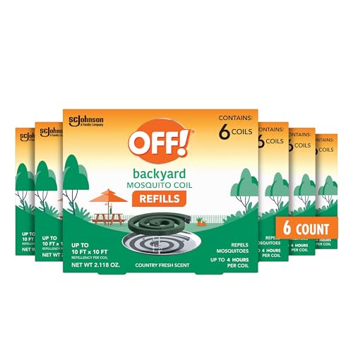 OFF! Backyard Mosquito Coil Refills Repels Mosquitoes for Patio and Deck Outdoor Use Up to 4 Hours per Coil 6 Count (Pack of 6)