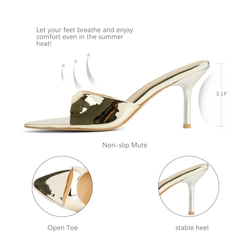 Image of QIV Leopard Kitten Heels Pointed Toe Mule Heels for Women Open Toe Kitten Heel for Party Dressy Wedding