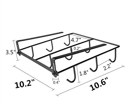 Magpie Coffee Mug Holder - 304 Stainless Steel ，Cup Rack Under Shelf ，Applicable Cabinet Adjustment Thickness 0.39 "-1.17" (9-Hooks) (Black, 1 Piece) #TOP2