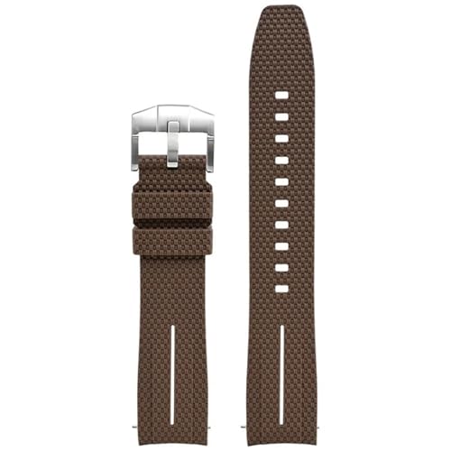 ZEDEVB Correa de reloj Universal de 20mm, correa de reloj de goma de liberación rápida para hombres y mujeres, correas de reloj con extremo curvado(Dark brown white)