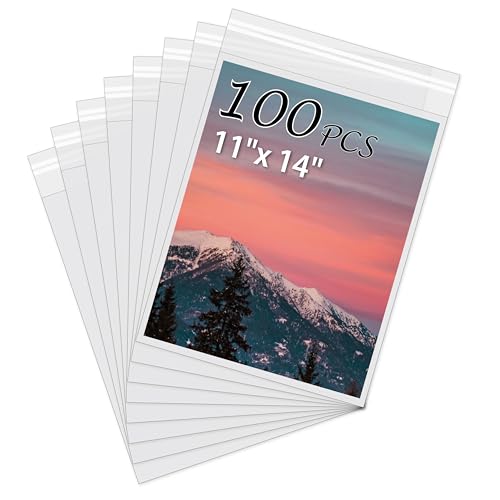 100Pack Acid-Free Photo Sleeves Crystal Clear Storage Bags for 11x14
