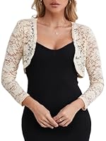 fuinloth Bolero Jacke Damen Festlich Jäckchen für Abendkleid Kurze Festlich Schulterjacke Elegant Hochzeit Bolerojacke Aprikose L 38-40