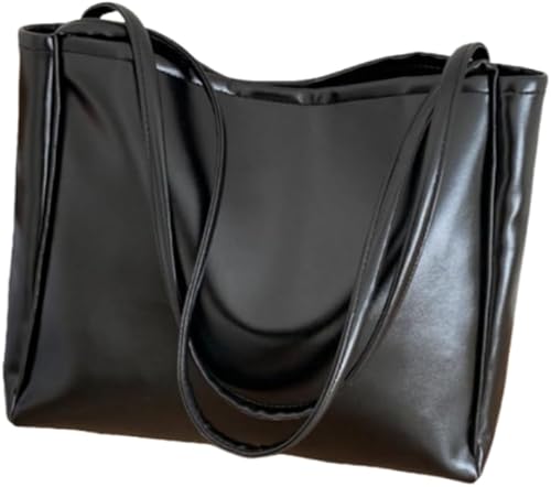Bolsos de gran capacidad PU Durable Hombro Mujeres Negro