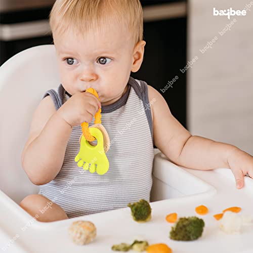 Image of Baybee Silicone Teether for Baby 6 to 12 Months | Textured Silicone Toy for Teething Relief | Non-Toxic Food Grade & BPA-Free Infant Chew Aid | Lightweight & Safe Teether for Babies | Oral Care Toy
