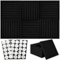 52+1 Pack Acoustic Foam Panels – 12” x 12” x 1” High Density Sound Proof Foam Panels for Walls with Adhesive Stickers - Wedge Design Sound Dampening Panels for Studio & Home