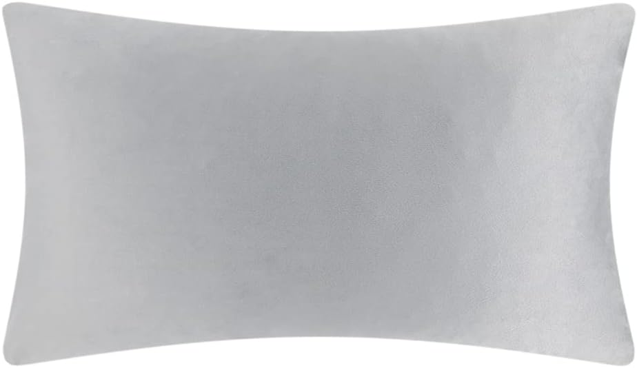 KINGROSE 3D Flower Home Decorative Accent Throw Pillow Case Artistic Cushion Cover for Sofa Couch Chair 12 x 20 Inches Velvet Light Grey