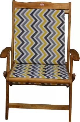 ROYAL BHARAT Solid Wood Living Room Chair Garden Chair Super Strong Folding Relax Outdoor and Indoor Wooden Chair Finish Color - Yellow-Grey, Pre-Assembled Stlylish