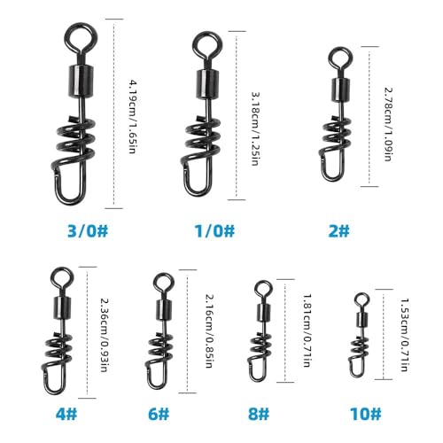 50 piezas conector giratorio bola con seguro para pesca miniatura 2