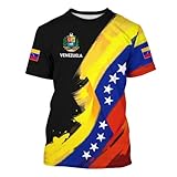 BJU Venezuela Flag T-Shirt Badge Novelty Printed Tee Crewneck Short Sleeve Casual Top Unisex