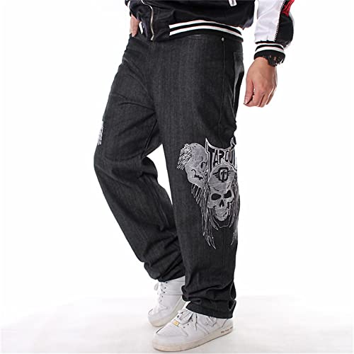 Veroders Men's Baggy Hip Hop Black Jeans- Loose Skateboard Pants Straight Baggy Skater Black Jeans for Men VD-801 343