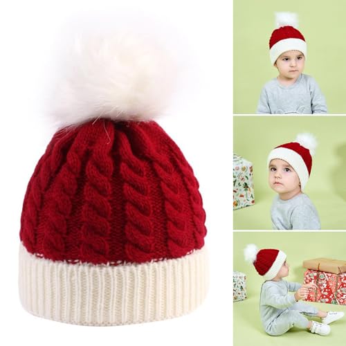 Infant Santa Bonnet Cosy Handmade Knitted Hat Themed Warm Hat Headwear For Christmas Party And Photography 0-3Yrs Baby Christ2