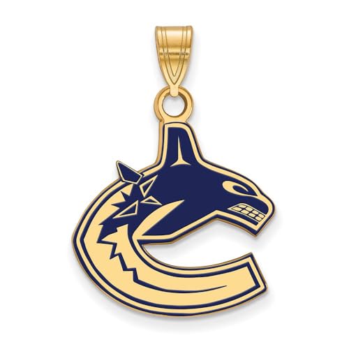 Vancouver Canucks Large (3/4 Inch) Enamel Pendant (Gold Plated)
