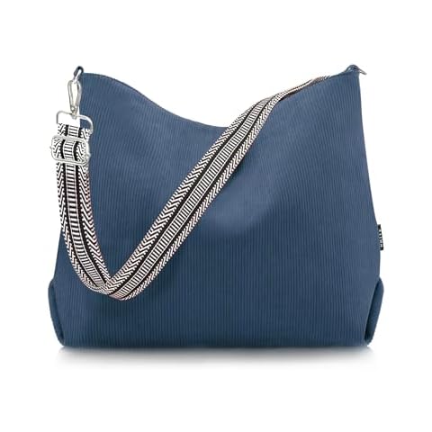 Prite Corduroy Tote Bag with Zipper Cover