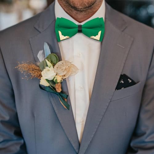 Image of Bow Ties for Men Women Metal Gold Bowtie, Pre Tied Mens Bow Tie Tuxedo Bowties Men for Prom Wedding Party