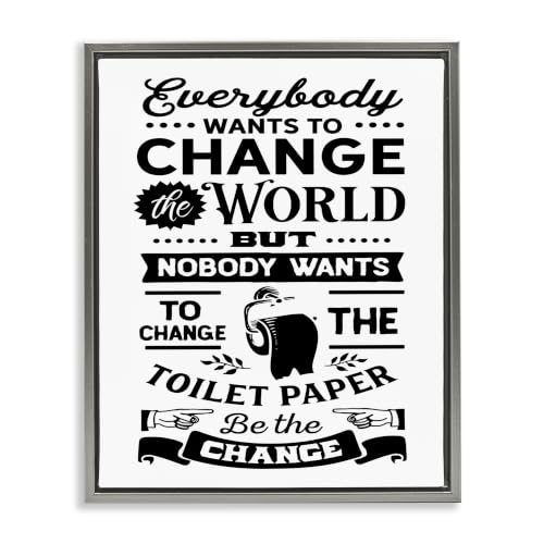 Funny Toilet Paper Washroom Humor, 17 x 21 Inch Canvas in Floater Frame
