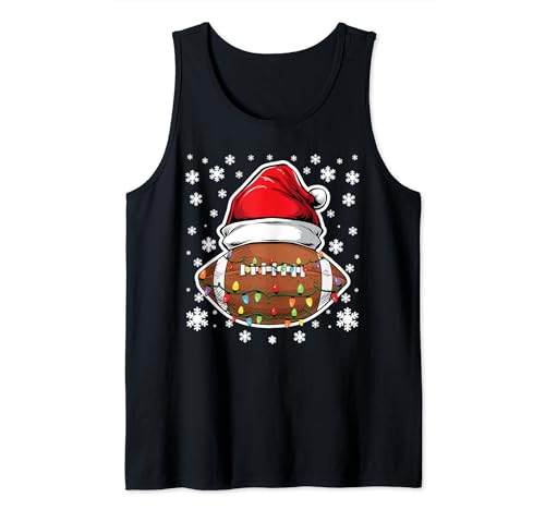 Christmas Lights Rugby With Snowflakes Wearing Xmas Hat Tank Top