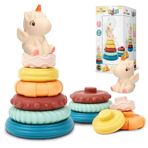 Image of Wembley Stacking Toys for Kids Baby Soft Colorful Activity 6 Rings with Unicorn Sensory Teething Toys for Toddler 0-3-6-12-18 Months Gifts for Newborn Boys Girls