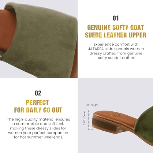 JATAREA Women’s Slip-On Leather Flat Sandals with Round Open Toe | Classic and Trendy Slippers - CAVERY4