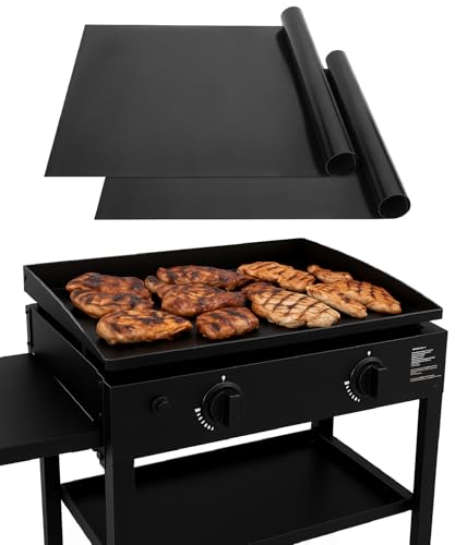 UNCO- Grill Mats for Outdoor Grill, 22" x 16", 2 Pack, Black, Nonstick Reusable Grilling Mats for Outdoor Grill, BPA and PFOA Free with PTFE-Fiberglass Coating