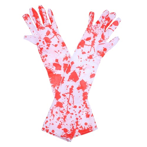 Hemoton Halloween Blood Gloves Stains Finger Gloves for Cosplay Blood Costume Set Accessory