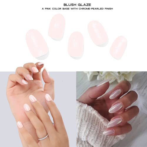Adora Couture Semi Cured Gel Nail Strips | Pink Rose Glazed Donut Chrome | Ombre Full Sticker Nail Wraps For Women | Stick On Salon Nails At Home Kit - Uv Required (Blush Glaze) #TOP3