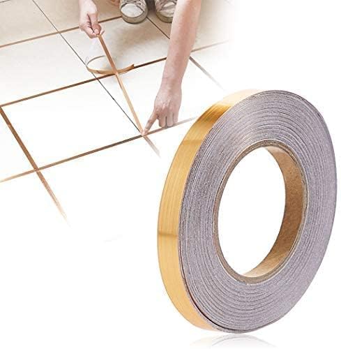 wowchoice 50 Meters Golden Tape, Home Floor Wallpaper Waterproof Tiles, Tile gap Tiles Stickers for Floor-(0.5 CM Wide, Gold)
