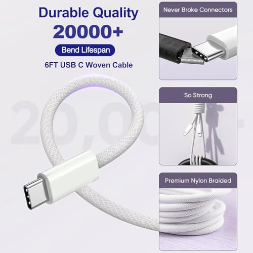 Image of 20W USB C Fast Wall Charger for Airpods Pro 3rd /2nd,AirPods 4 /Max 2 (2026),iPhone 17 /Air /iPhone 17 Pro Max /iPhone 17 Pro /17e /i-Phone 16 Plus /16e /15,iPad Pro /Air /Mini 6FT USB C to C Charging Cord Cable