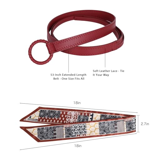 Image of Aurolran Women's Leather Belt with Buckle - Ideal for Dresses, Jeans, and Coats