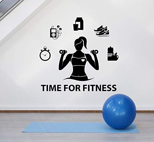 Frau Gesund Sport Lifestyle Vinyl Wandtattoo Gym Fitness Club Schule Dormi Wohnkultur Aufkleber 45X42Cm