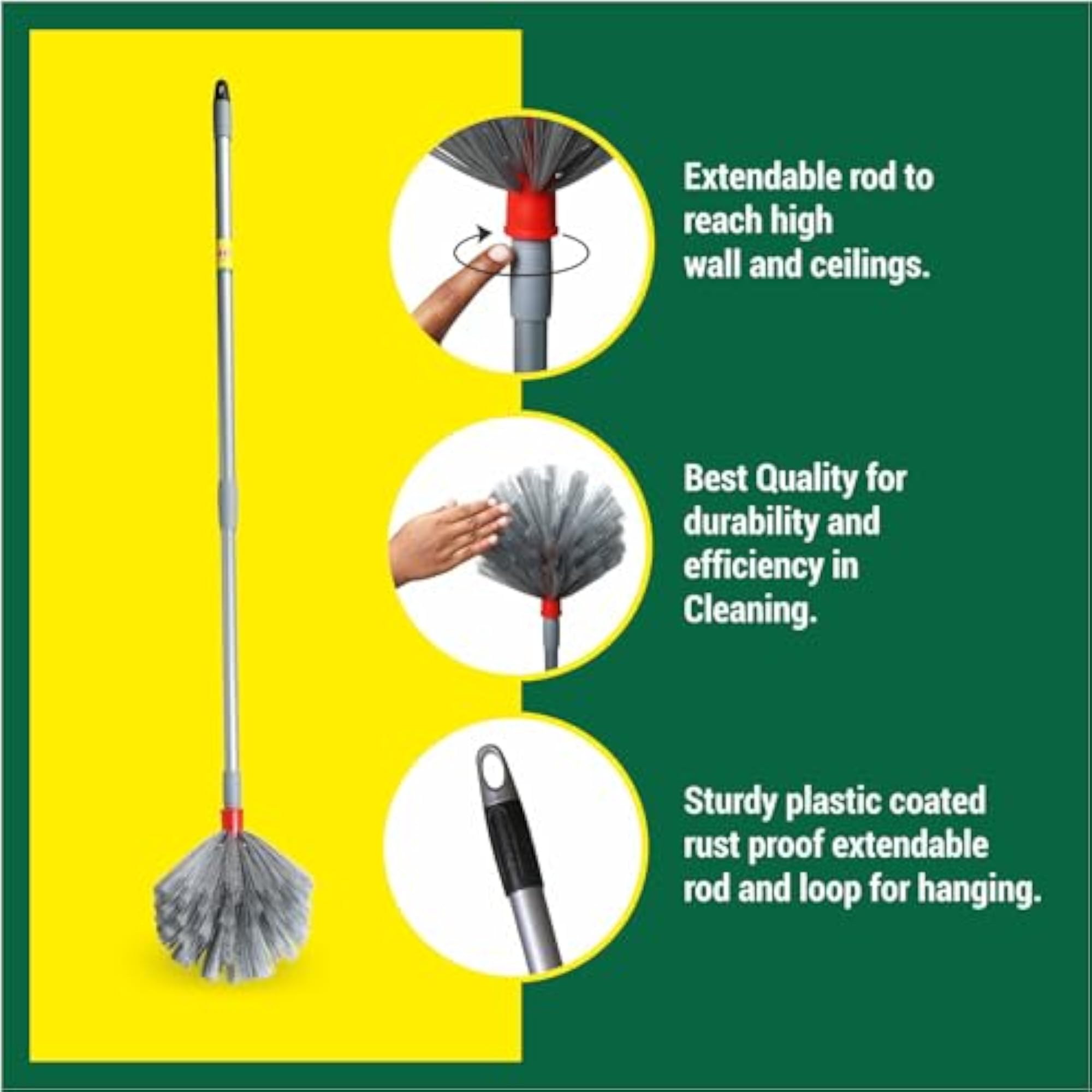Plastic Web Cleaner Brush with Extendable Rod
