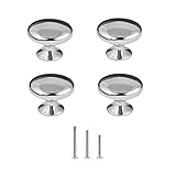 ShipeeKin 4x Perillas de Gabinete Redondas Perillas de Cajón 30mm Tiradores de Muebles Perilla de la Puerta con Tornillo Perillas Manijas para Armario Cajón Aparador Cocina (plata)