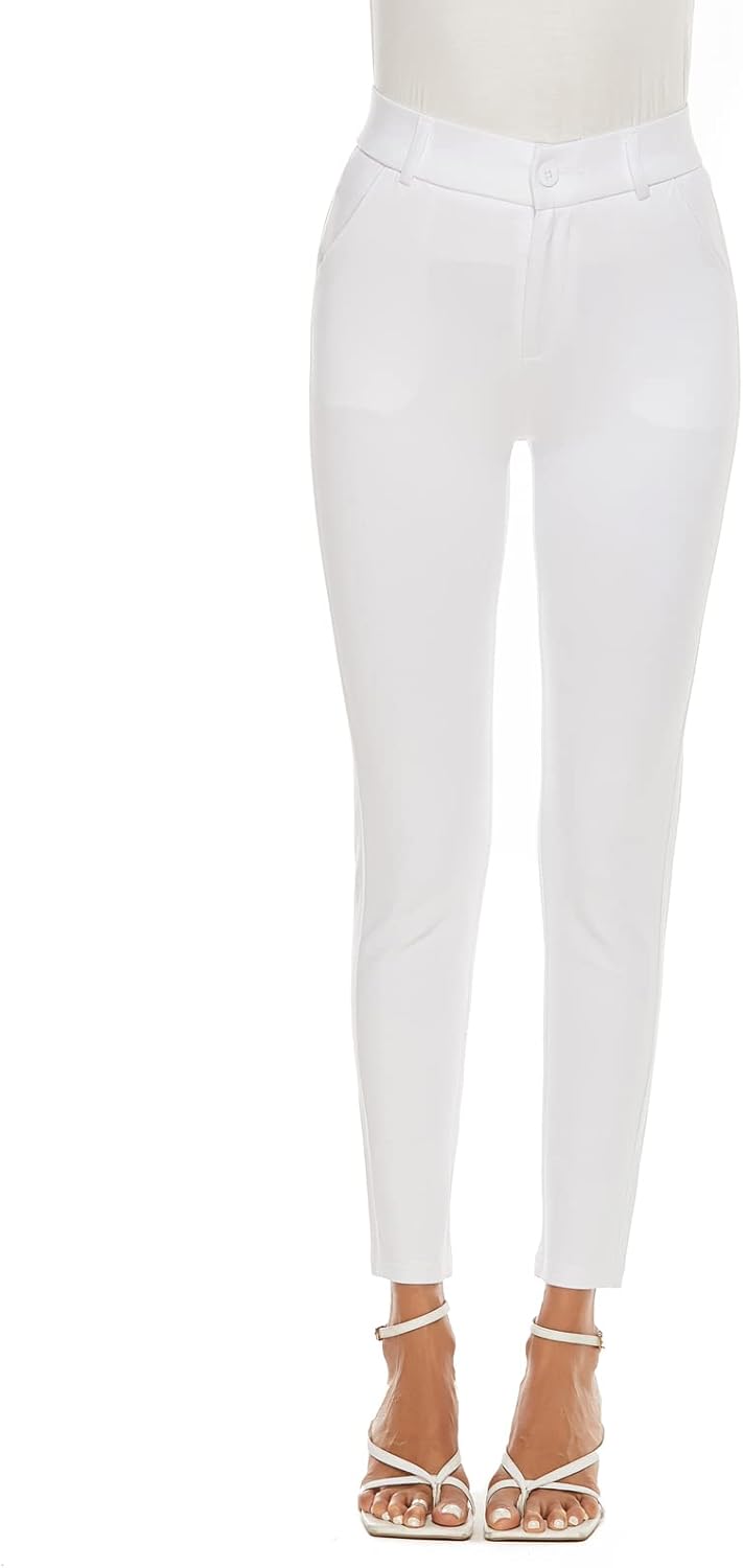 iChosy Women's High Waist Skinny Comfy Stretchy Work Pants with Pockets - Image 5