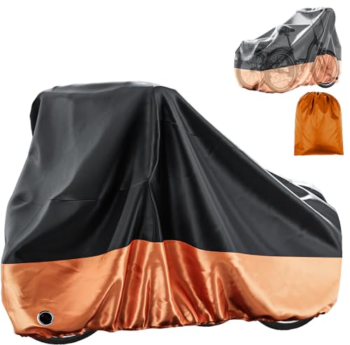 H&ZT Bike Cover For Adult Tricycle, Outdoor Waterproof Cover for 2 bikes or 1 Tricycle or 1 Motorcycle, Storable Portable Lightweight Waterproof and UV resistant with carry bag