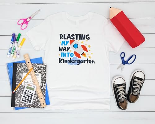 Blasting My Way Into Kindergarten #1 Kids Shirts, X-Small-Medium, Boy Or Girl, Great for The First Day of School Or Everyday4
