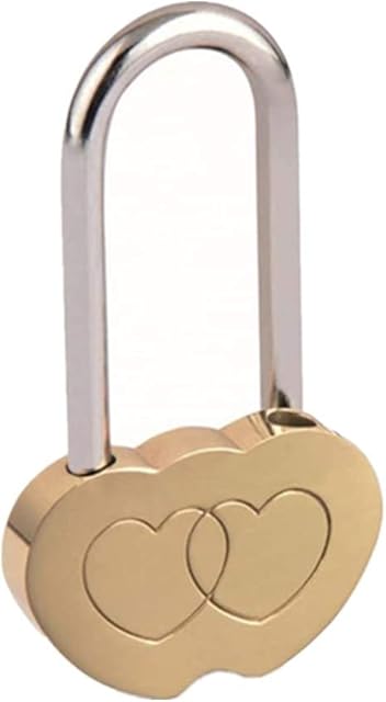 Heart Locks 50MM Engraved Padlock Double Heart Shaped Lock for Anniversary (No Key)