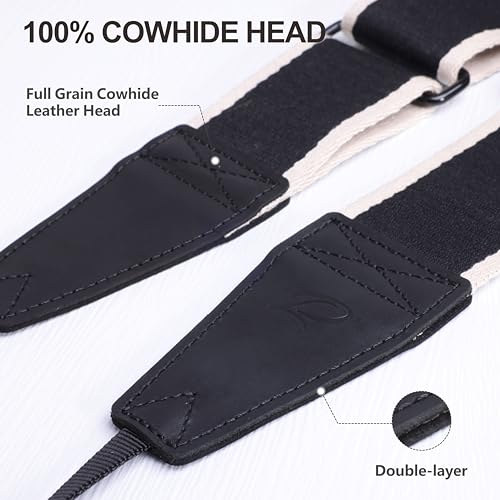 Image of Padwa Lifestyle Adjustable Camera Strap - 2 inch Top Layer Cowhide Head Camera Straps for Photographers, Cotton Adjustable Neck Shoulder & Crossbody Strap Quick Release for All Cameras and Binoculars