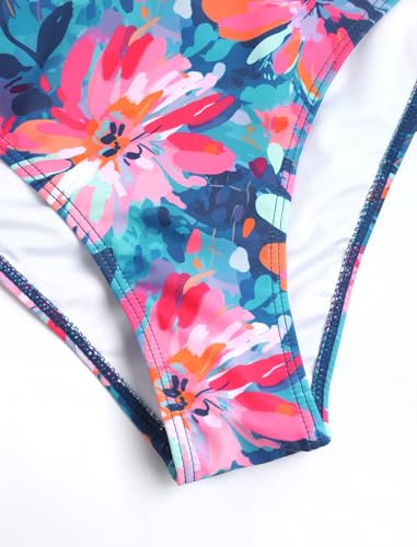 Image of ZAFUL Women's Bandeau Bikini O Ring Strapless Tie Back High Cut Two Piece Swimsuit Bathing Suits