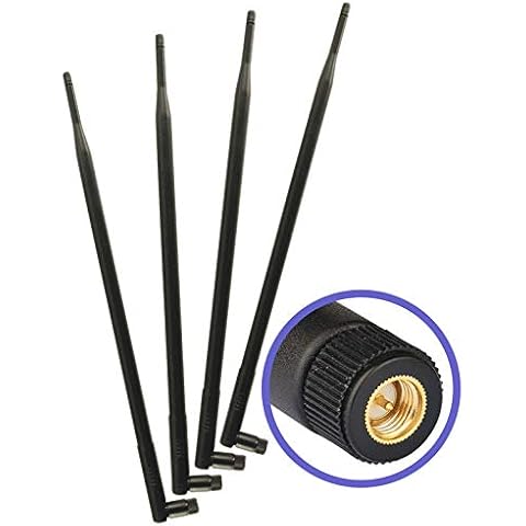 4 pcs of Universal 9dBi Wi-Fi 2.4/5GHz Dual-Band SMA Male Antennas Extension for IP Wireless Security Camera Router and CCTV HD Wireless Camera System Video Antenna for NVR Security IP System Cover