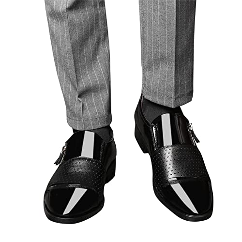 Mocasines casuales para hombre bicolor: zapatos de piel sintética con cremallera 3