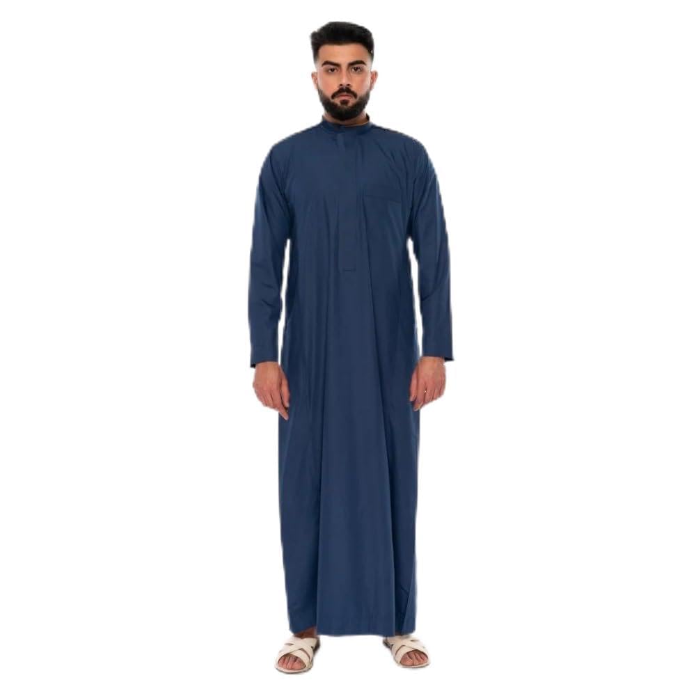 Men's Plain Thobe Jubba Kurta, Saudi Style, Wedding, Traditional Islamic Thobe with Chest Pocket Full Sleeve