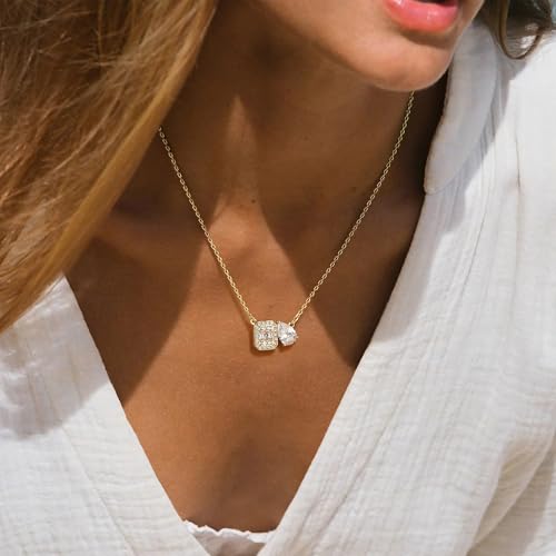 Fettero Gold Necklace for Women - 14K Plated Dainty Gold Necklaces Cute Charm Pendant Trendy Necklaces for Women Jewelry