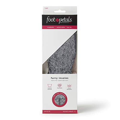 Foot Petals Furry Insoles - Breathable, Shock Absorbing Faux Fur Insole