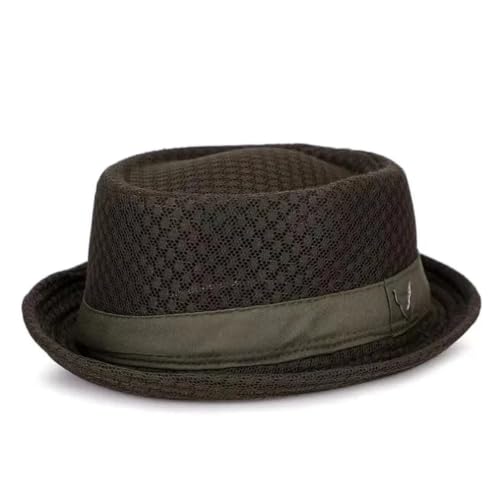 Chapeau rétro jazz en paille plate et maille anglaise respirante de haute manufacture - 6