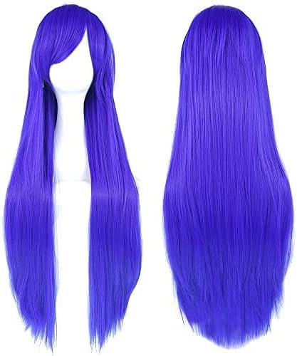 IMISSU 80cm długie proste naturalne włosy peruki do cosplay z grzywką kolorowe nakrycia głowy kostium na halloween peruka na przyjęcie dla dziewczynki (Blond)