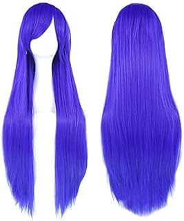 IMISSU 80cm długie proste naturalne włosy peruki do cosplay z grzywką kolorowe nakrycia głowy kostium na halloween peruka na przyjęcie dla dziewczynki (Blond)