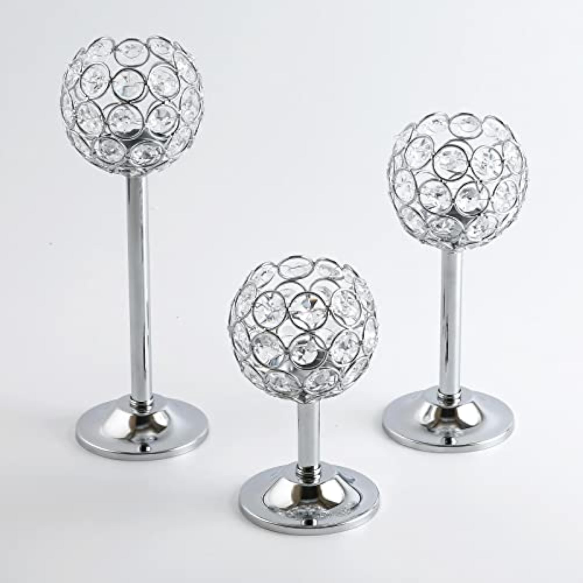 2x Diamante Crystal Tea Light Candle Holder Set