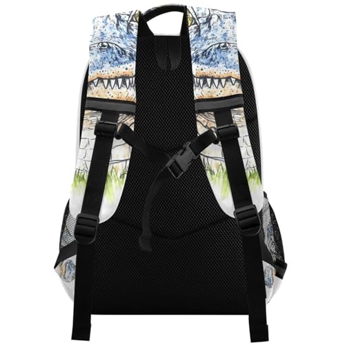 Ink Drawing Crocodile Backpack 3rd 4th 5th Grade School Bookbag Travel Laptop Daypack Bag for Boys Girls3
